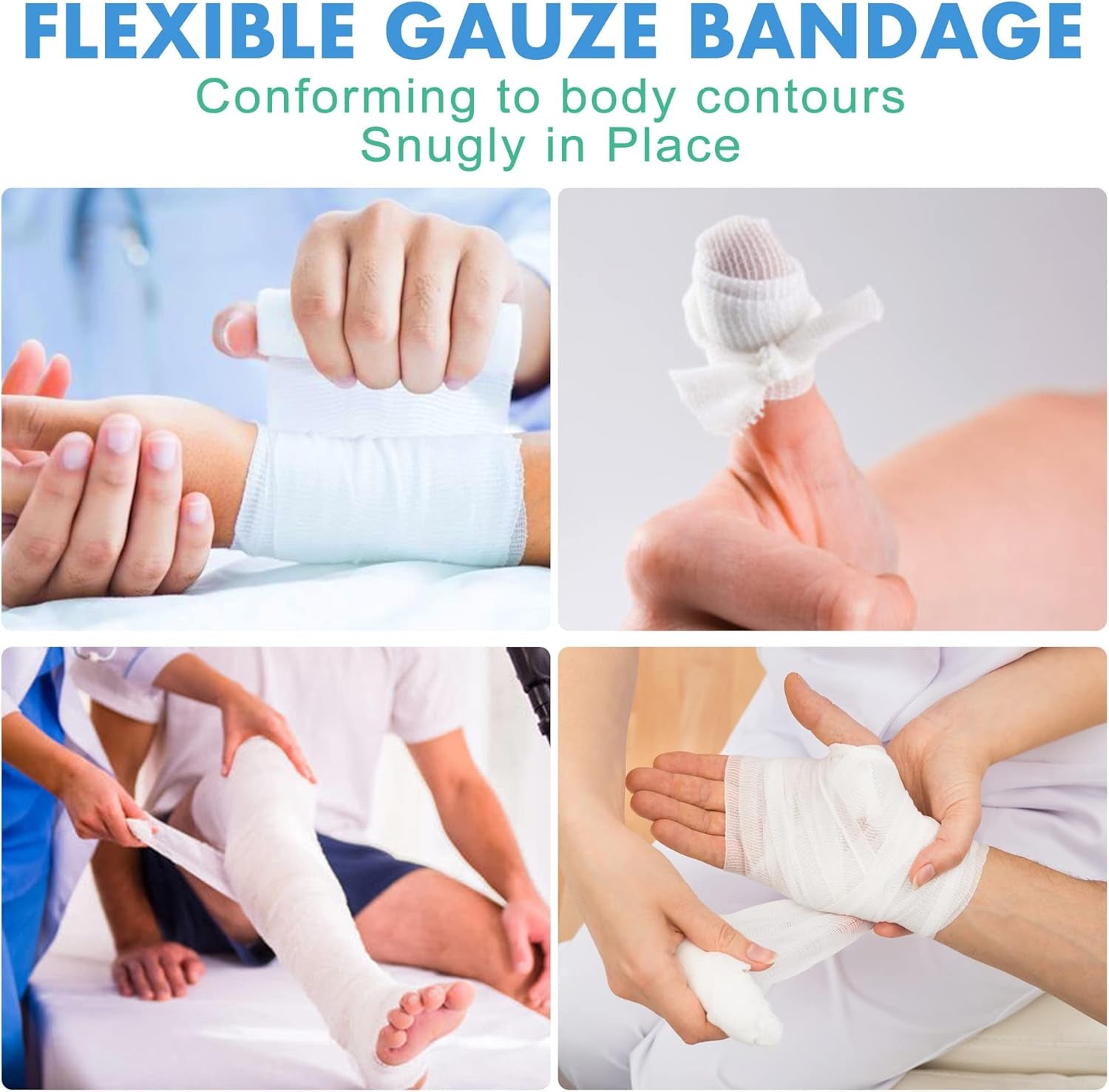 Gauze Rolls, 48 Count, 4 Inch X 4.1 Yards, Rolled Gauze Wrap, Conforming Stretch Bandage for Wounds Care, Medical Supplies for First Aid
