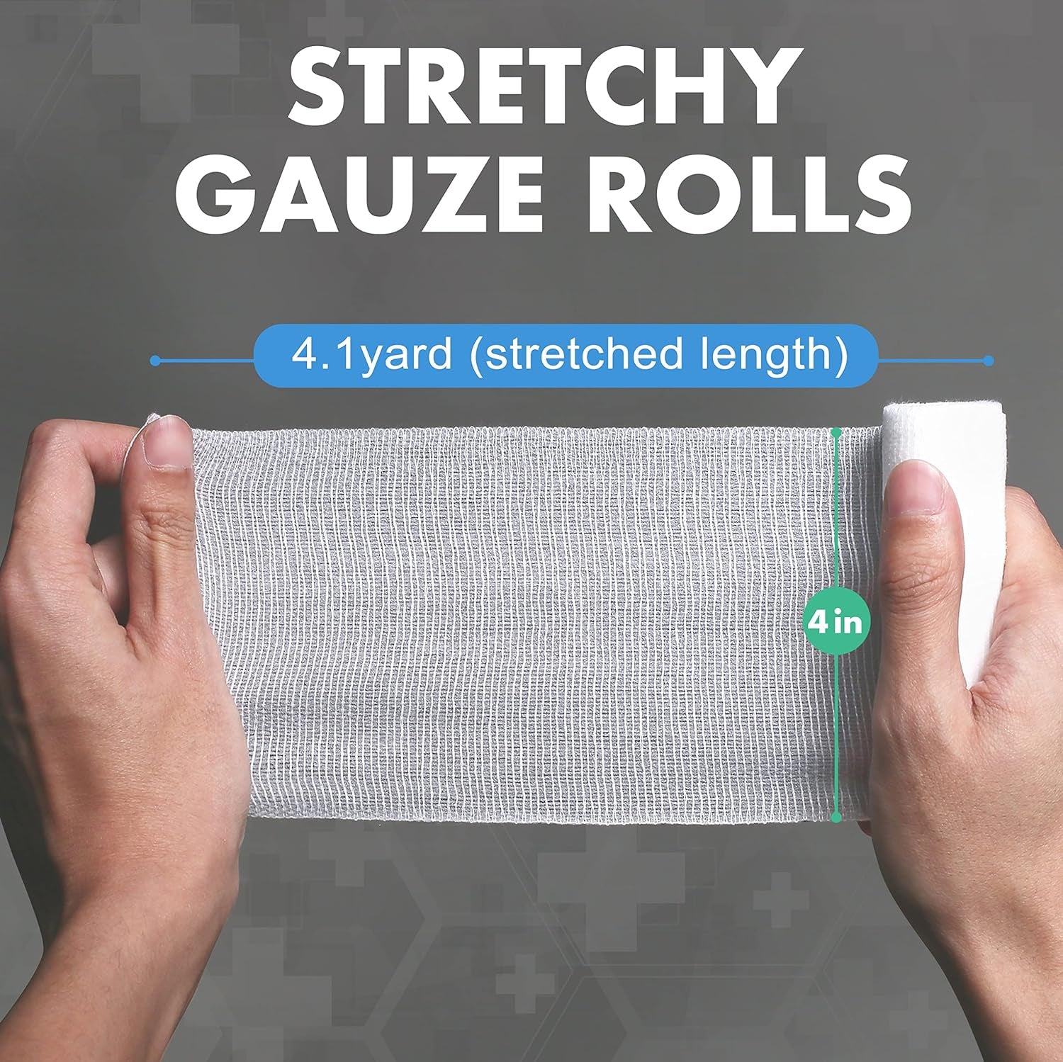 Gauze Rolls, 48 Count, 4 Inch X 4.1 Yards, Rolled Gauze Wrap, Conforming Stretch Bandage for Wounds Care, Medical Supplies for First Aid