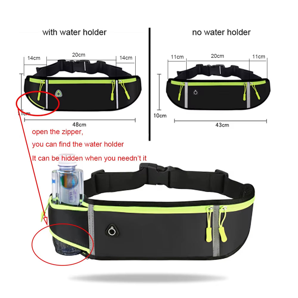 Running Bag Waist Bag Sports Phone Bag Men Women Waterproof Gym Bag Hold Water Cycling Phone Case Running Belt Portable