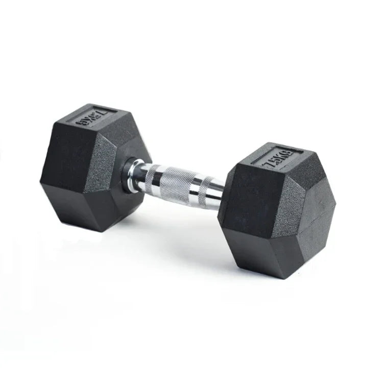 Weight Lifting Fitness Equipment Dumbbell Black Rubber Coated Hex Dumbbell Gym Weights Musculation