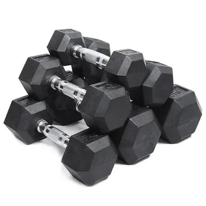 Weight Lifting Fitness Equipment Dumbbell Black Rubber Coated Hex Dumbbell Gym Weights Musculation