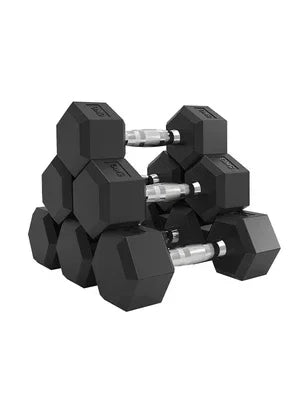 Weight Lifting Fitness Equipment Dumbbell Black Rubber Coated Hex Dumbbell Gym Weights Musculation