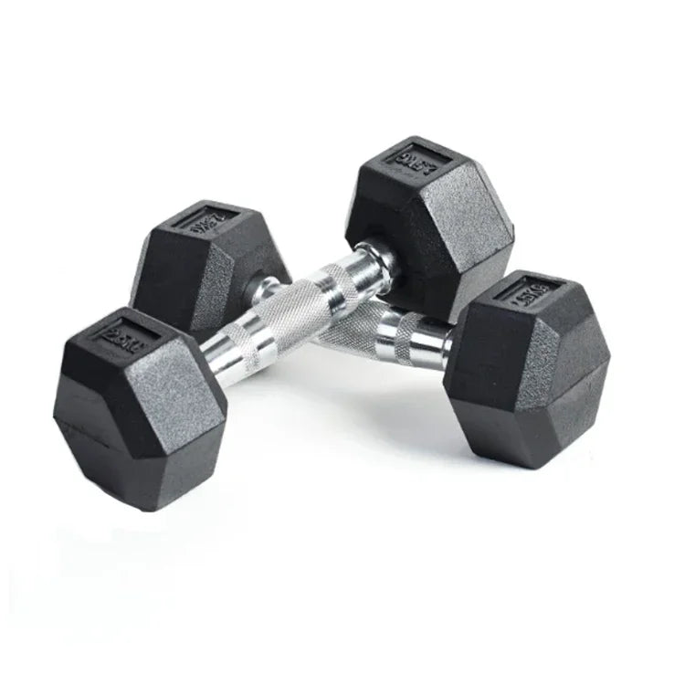 Weight Lifting Fitness Equipment Dumbbell Black Rubber Coated Hex Dumbbell Gym Weights Musculation