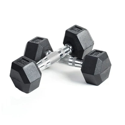 Weight Lifting Fitness Equipment Dumbbell Black Rubber Coated Hex Dumbbell Gym Weights Musculation