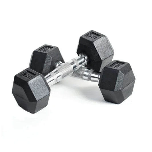 Weight Lifting Fitness Equipment Dumbbell Black Rubber Coated Hex Dumbbell Gym Weights Musculation